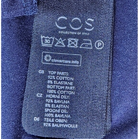 COS Colorblock Dress Womens XS Extra Small Navy Orange A Line Contrast Jersey - Picture 6 of 8